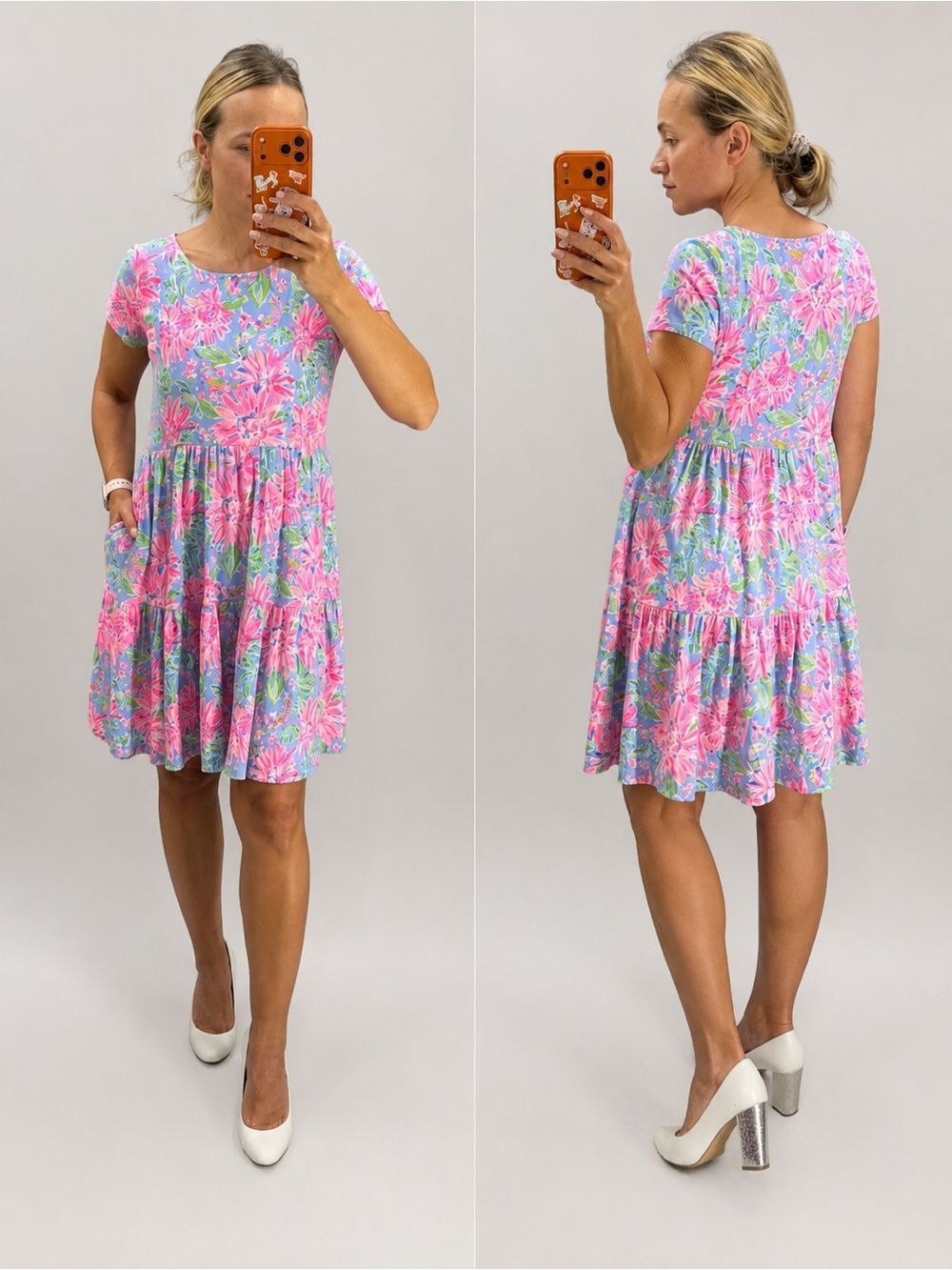 Lilly Pulitzer Geanna Short sleeve Sunrise Bay Pink Blue print Dress XS NWOT